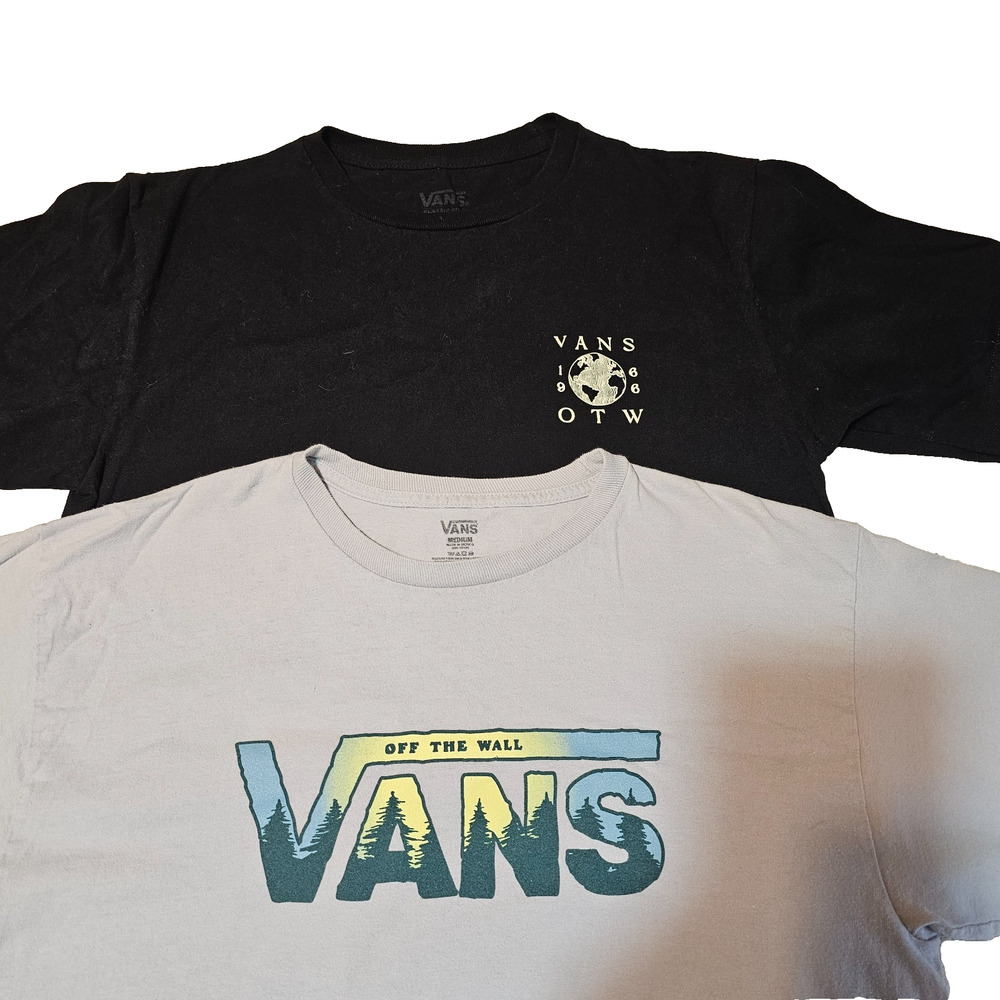 Vans OTW Keep Growing Graphic T Shirt Black White Lot of 2 Mens Medium